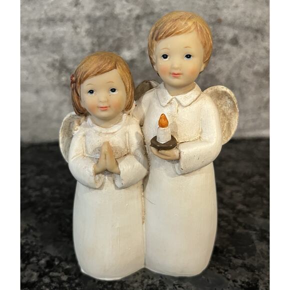 6 Various Small Angel Figurines Wood, Resin, Ceramic, & Plastic Freestanding Vtg - Picture 7 of 8